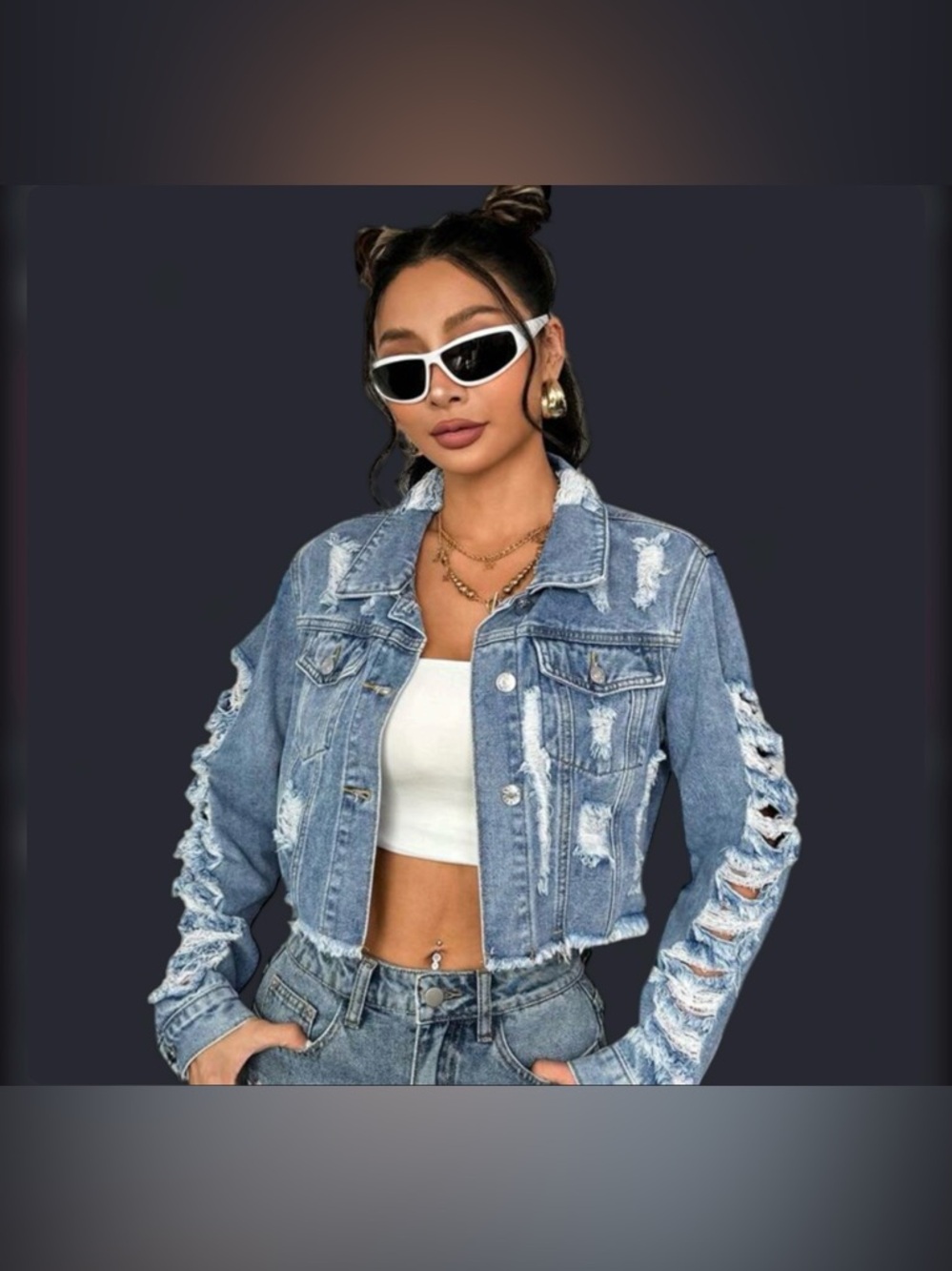 SHEIN Light Blue Washed Denim Jacket - SHEIN Light Blue